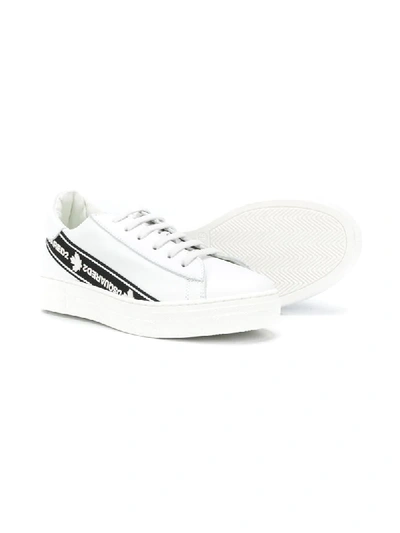 Shop Dsquared2 Teen Side Stripe Lace-up Trainers In White
