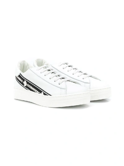 Shop Dsquared2 Teen Side Stripe Lace-up Trainers In White