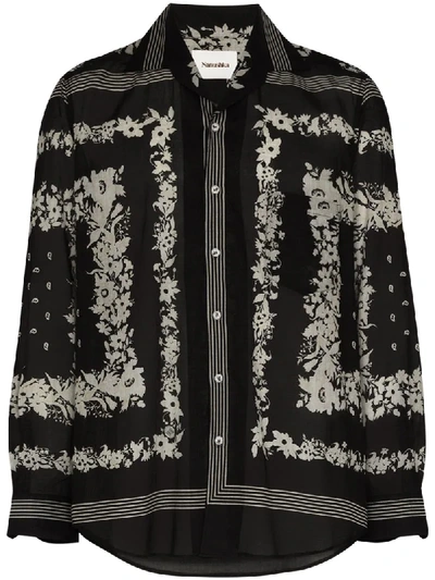 Shop Nanushka Lars Floral And Bandana-print Shirt In Black