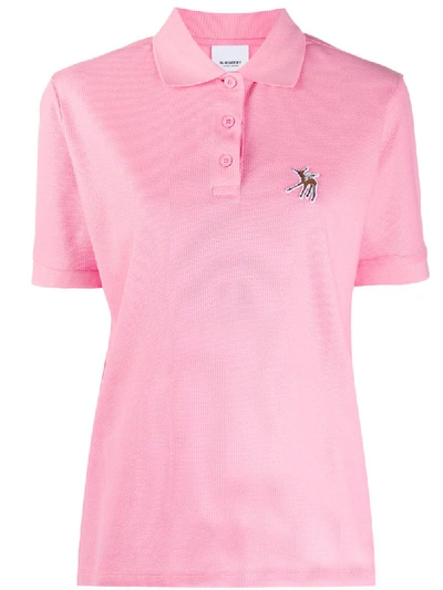 Shop Burberry Deer Patch Polo Shirt In Pink