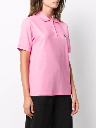 Shop Burberry Deer Patch Polo Shirt In Pink