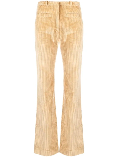 Shop Paco Rabanne High-rise Corduroy Trousers In Neutrals
