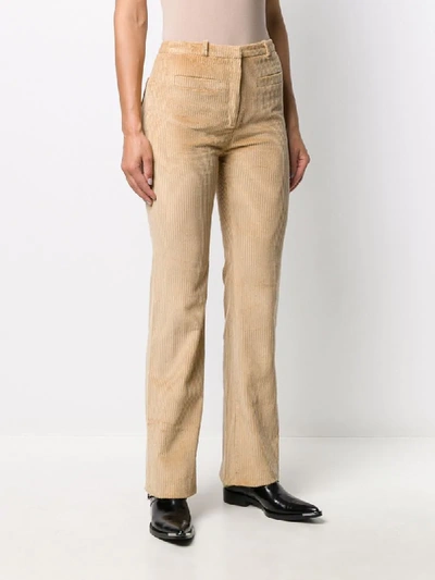 Shop Paco Rabanne High-rise Corduroy Trousers In Neutrals