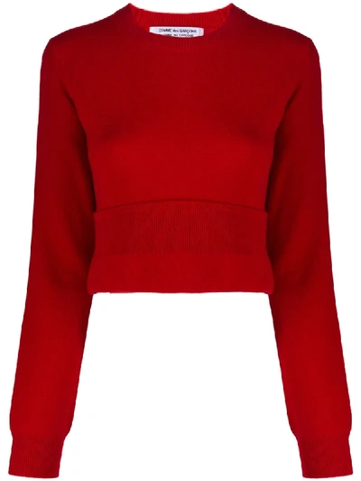 Shop Comme Des Garçons Comme Des Garçons Cropped Sweater In Red