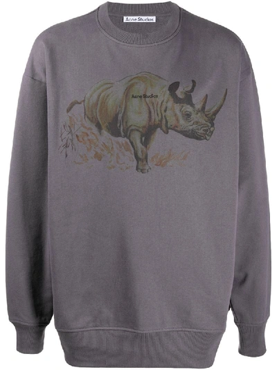 Shop Acne Studios Rhino-print Sweatshirt In Grey