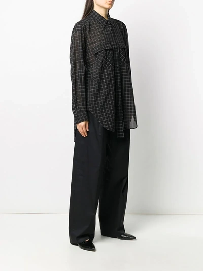 Shop Maison Flaneur Long-sleeved Check Print Shirt In Black