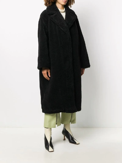 Shop Stand Studio Shearling Single-breasted Coat In Black