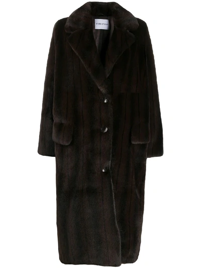 Shop Stand Studio Oversized Faux-fur Coat In Brown