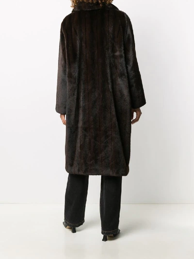 Shop Stand Studio Oversized Faux-fur Coat In Brown