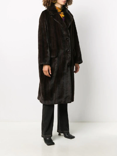 Shop Stand Studio Oversized Faux-fur Coat In Brown