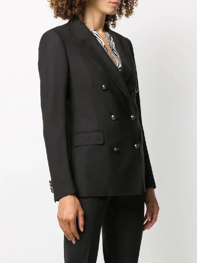 Shop Tagliatore Fitted Double-breasted Jacket In Black