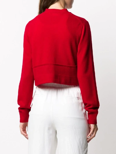 Shop Comme Des Garçons Comme Des Garçons Cropped V-neck Cardigan In Red