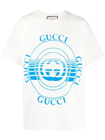 Shop Gucci Logo Printed T-shirt In White