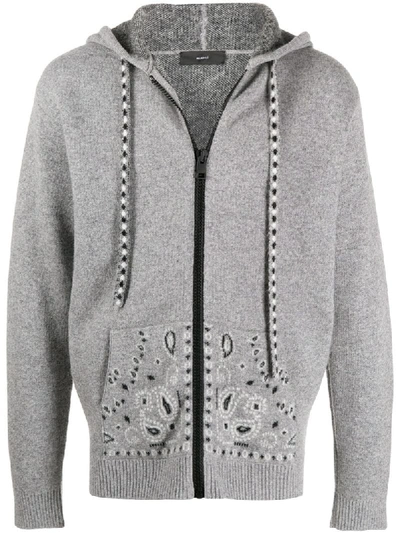 Shop Alanui Paisley Print Zipped Hoodie In Grey