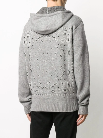 Shop Alanui Paisley Print Zipped Hoodie In Grey