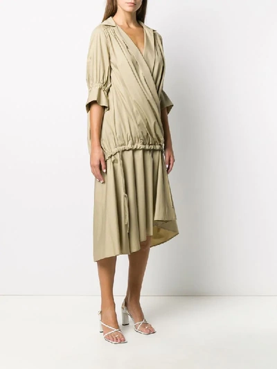 Shop Jejia Wrap-effect Layered Midi Dress In Neutrals