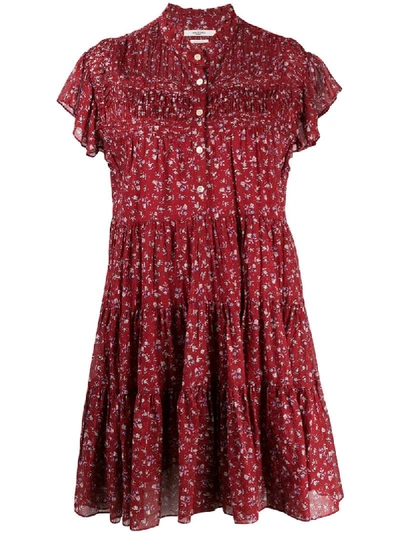 Shop Isabel Marant Étoile Floral Print Cotton Dress In Red