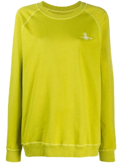 Shop Vivienne Westwood Anglomania Embroidered Logo Organic Cotton Sweatshirt In Green
