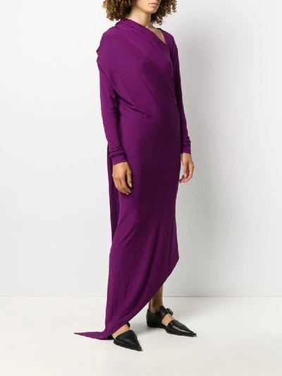 Shop Vivienne Westwood Anglomania Asymmetric Draped Panel Dress In Purple