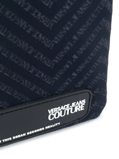 Shop Versace Jeans Couture Zig-zag Logo Clutch In Black