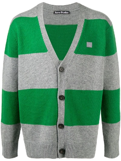 Shop Acne Studios Block-stripe Cardigan In Green