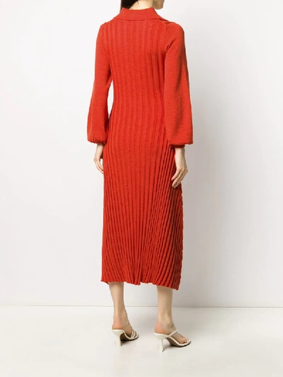 Shop Temperley London Tabitha Ribbed Knit Dress In Orange