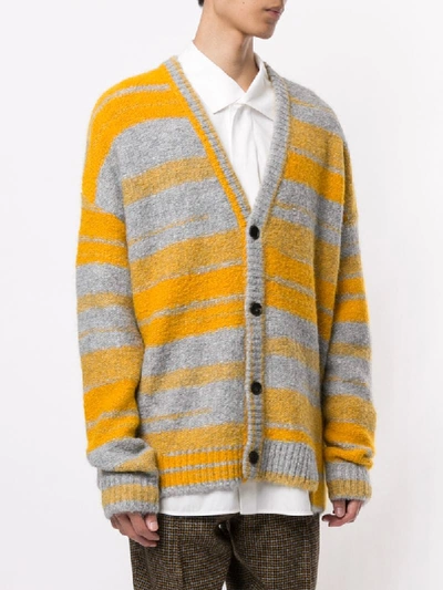 Shop Wooyoungmi Oversized Striped Cardigan In Yellow