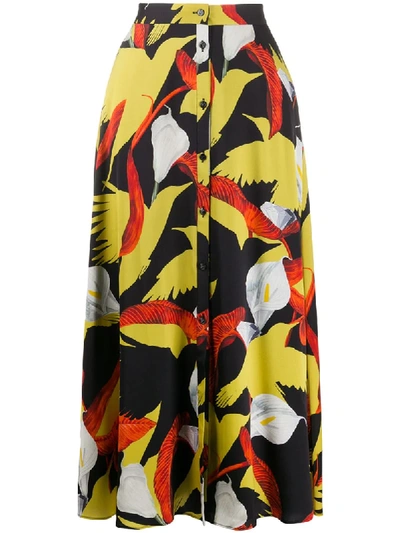 Shop Temperley London Floral Print High-waist Skirt In Black
