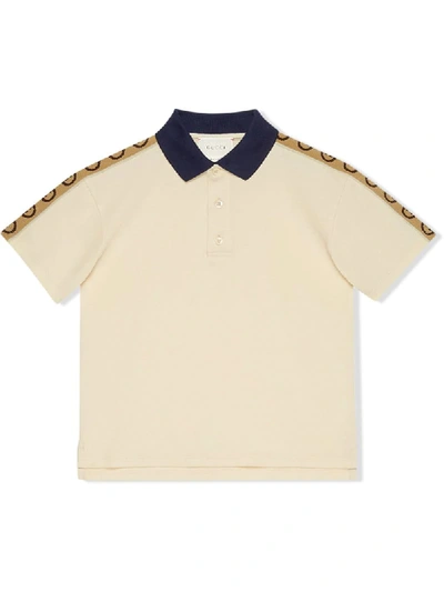 Shop Gucci Interlocking G Logo-stripe Polo Shirt In White