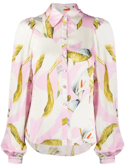 Shop Temperley London Floral-print Shirt In Pink