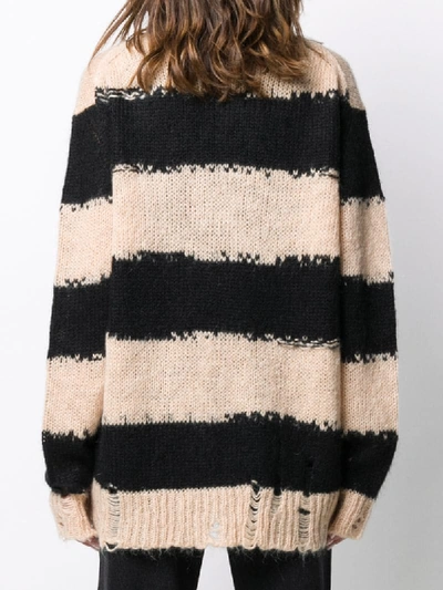 Shop Acne Studios Distressed Striped Jumper In Neutrals