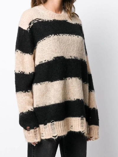 Shop Acne Studios Distressed Striped Jumper In Neutrals