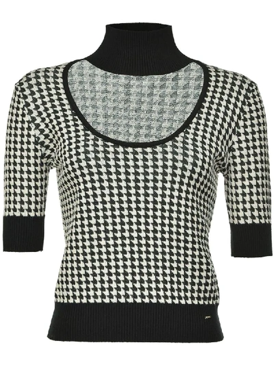 Shop Pinko Houndstooth Knitted Top In Black