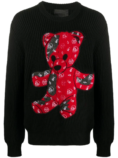 Shop Philipp Plein Embroidered Teddy Jumper In Black