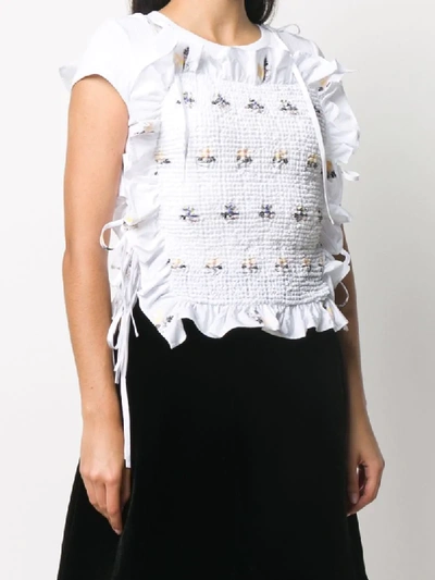 Shop Cecilie Bahnsen Michelle Floral-embroidered Top In White