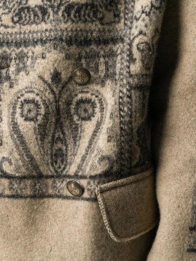 Shop Etro Wool Printed Pea Coat In Neutrals