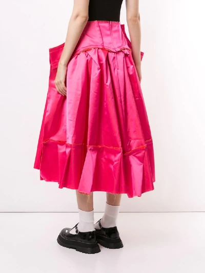 Shop Comme Des Garçons Oversized Pleated Skirt In Pink