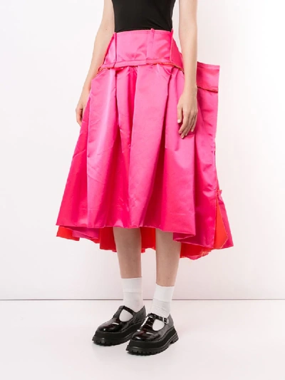 Shop Comme Des Garçons Oversized Pleated Skirt In Pink