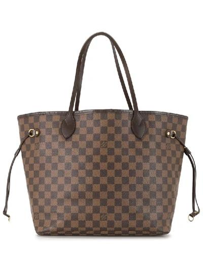 Pre-owned Louis Vuitton 2009  Neverfull Mm Damier Ebene Tote Bag In Brown