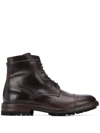 Shop Henderson Baracco Classic Lace-up Boots In Brown