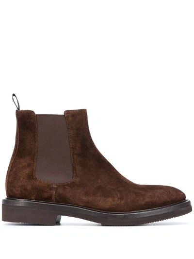 Shop Henderson Baracco Classic Chelsea Boots In Brown