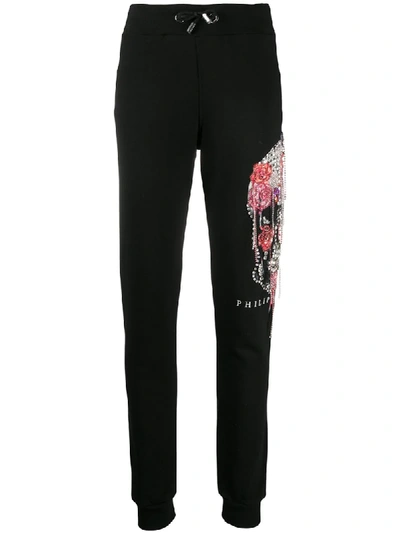 Shop Philipp Plein Skull Print Tracksuit Bottoms In Black