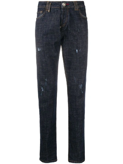 Shop Philipp Plein Supreme Flame Straight-leg Jeans In Blue