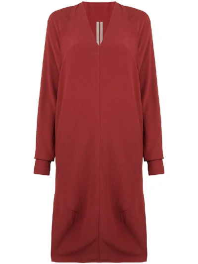 Shop Rick Owens Midi Sweatshirt Dress In Red