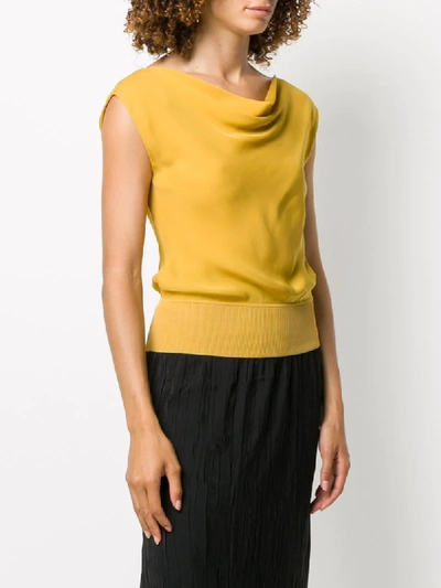 Shop Theory Silk Boat Neck Blouse In Yellow