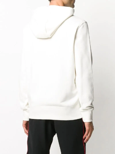 Shop Moncler Logo Embroidery Hoodie In White