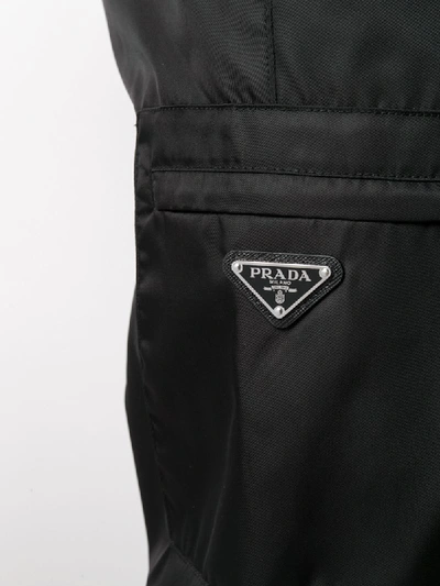 Shop Prada Nylon Straight-leg Trousers In Black