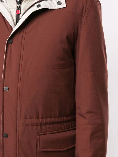 Shop Kiton Hooded Coat In Brown