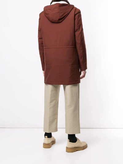 Shop Kiton Hooded Coat In Brown