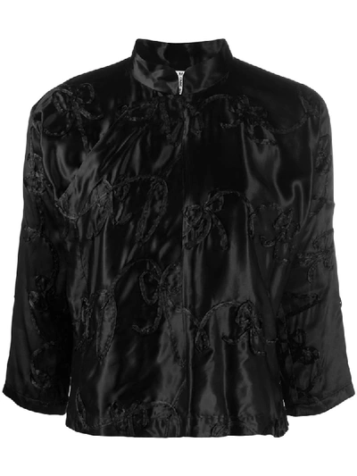 Shop Comme Des Garcons Girl Embroidered Fitted Jacket In Black